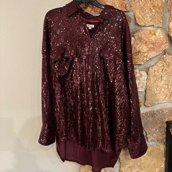 Anthropologie Pilcro oversized sequin blouse - Picture 7 of 8